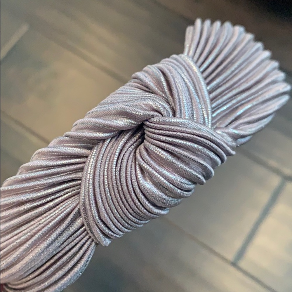 Pleated Silver Metallic Top Knot Headband